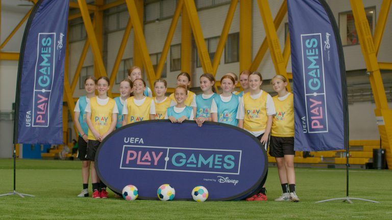 Launch of the play games campaign with group of young girls